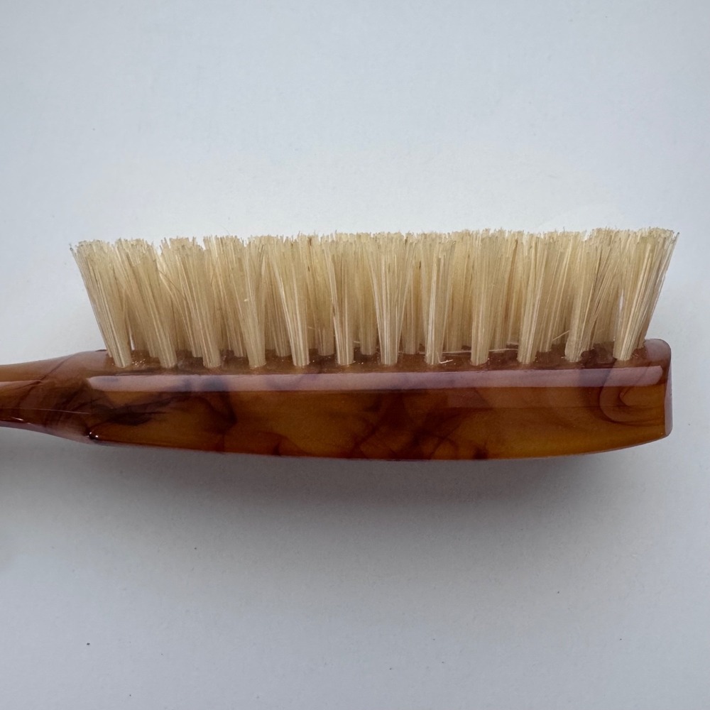 Avon Natural Bristle Hair Brush 8" Butterscotch Dark Caramel Swirl w/ Box VTG - Picture 9 of 12